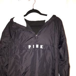 PINK: BLACK HOODED WINDBREAKER